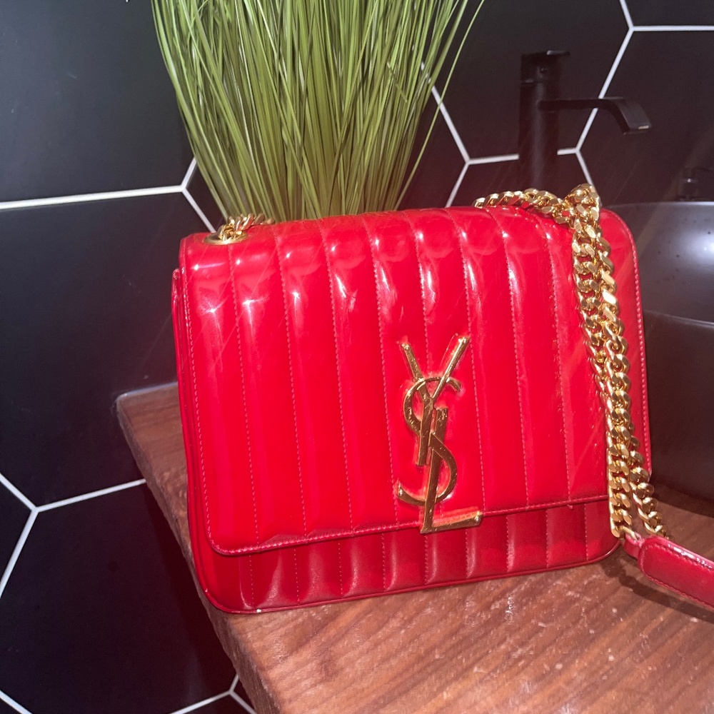 Authentic  Ruby red YSL cross body